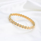 Classic Honeycomb Style Bangle Rose Zircon Bracelet