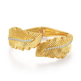 Vintage Hollow Leaf Bracelet Charm Crystal Bangle