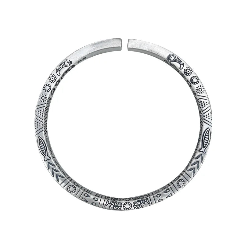 Totem Personality Bracelet Men's Solid Retro Open Bracelet