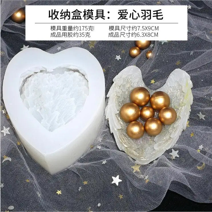 Resin Craft DIY Love Feather Storage box Mold