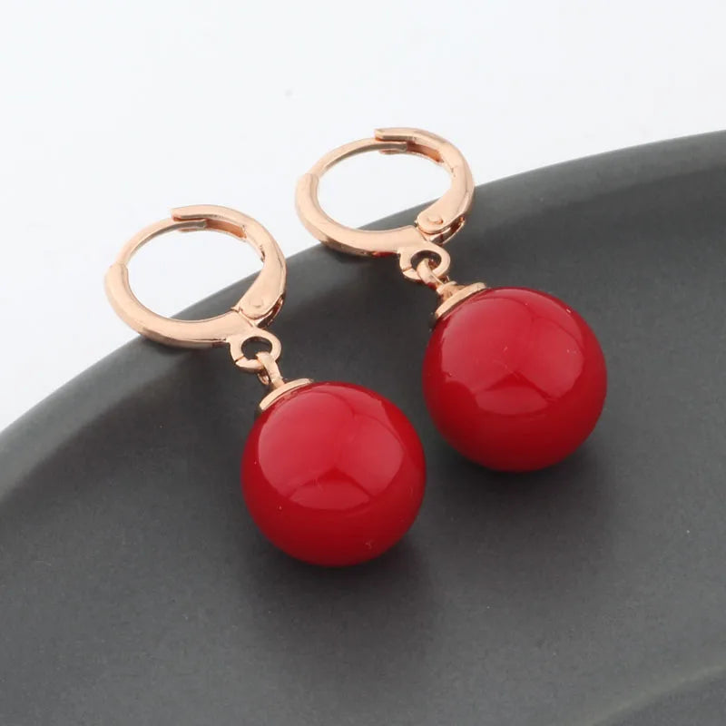 12mm Shell Pearl Hoop Earrings 585 Rose Women Jewelry Wedding Funny