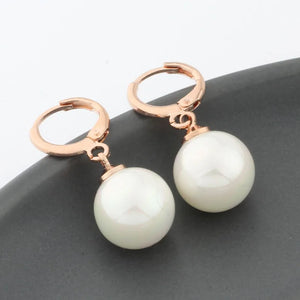 12mm Shell Pearl Hoop Earrings 585 Rose Women Jewelry Wedding Funny