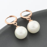 12mm Shell Pearl Hoop Earrings 585 Rose Women Jewelry Wedding Funny