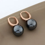 14mm Round Pearl Earrings 585 Rose Hanging Earrings For Women