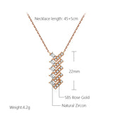 Rose Zircon Geometry Pendant Necklace Vintage Daily Jewelry