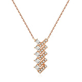 Rose Zircon Geometry Pendant Necklace Vintage Daily Jewelry