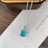 925 Silver Necklace w/ Zircon Pendant for Women