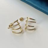 925 Silver Zircon Stud Earrings Women Wedding Party Jewelry