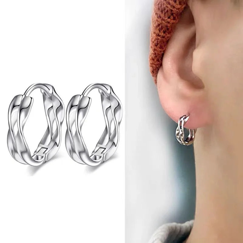 Black/Silver-color Dragon Totem Hoop Earrings Gothic Jewelry
