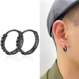 Black/Silver-color Dragon Totem Hoop Earrings Gothic Jewelry