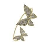 Silver CZ Butterfly Adjustable Open Bracelet for Women