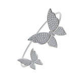 Silver CZ Butterfly Adjustable Open Bracelet for Women