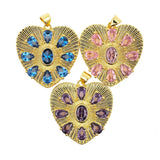 CZ Heart Necklace Pendant Plated Zircon DIY Women Accessories