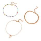Kids Anklet Smile Butterfly Pendant Beach Foot Ornament Set of 3