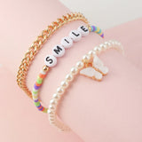 Kids Anklet Smile Butterfly Pendant Beach Foot Ornament Set of 3