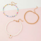 Kids Anklet Smile Butterfly Pendant Beach Foot Ornament Set of 3