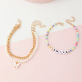 Kids Anklet Smile Butterfly Pendant Beach Foot Ornament Set of 3