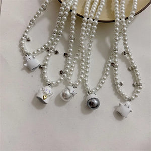 Evil Spirit Drop Earrings & Pearl Ghost Necklace Set