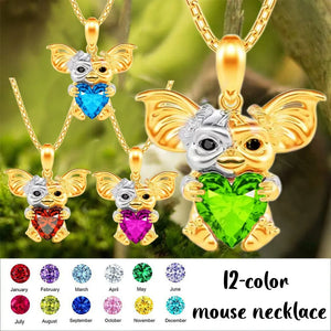 Trendy Mouse Birthstone Necklace for Girls' Birthday