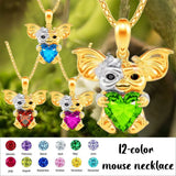 Trendy Mouse Birthstone Necklace for Girls' Birthday