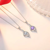 Zircon Pendant Necklace 925 Sterling Silver Women Jewelry CZ Clavicle Chain