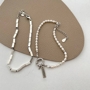 Freshwater Pearl Bracelet 925 Sterling Silver Delicate Hip Hop Geometric Wedding