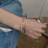 Freshwater Pearl Bracelet 925 Sterling Silver Delicate Hip Hop Geometric Wedding