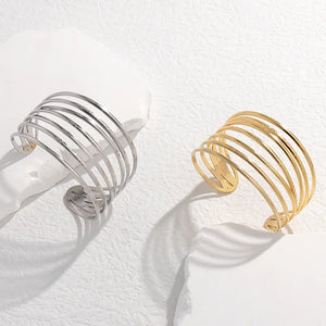 Geometric Lines Cuff Bracelet Stainless Steel