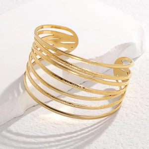 Geometric Lines Cuff Bracelet Stainless Steel