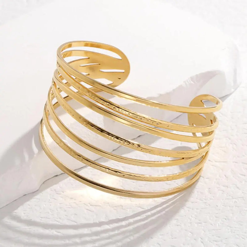 Geometric Lines Cuff Bracelet Stainless Steel