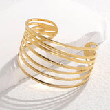 Geometric Lines Cuff Bracelet Stainless Steel