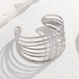 Geometric Lines Cuff Bracelet Stainless Steel