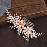 Floral Pearl Hairpin Wedding Tiara Crystal Bride Hair Jewelry