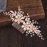 Floral Pearl Hairpin Wedding Tiara Crystal Bride Hair Jewelry