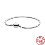925 Silver Charms Bracelet Heart Round Clasp Bangles