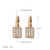 Geometric Zircon Earrings 585 Rose Crystal CZ Piercing Jewelry
