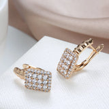 Geometric Zircon Earrings 585 Rose Crystal CZ Piercing Jewelry