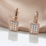 Geometric Zircon Earrings 585 Rose Crystal CZ Piercing Jewelry