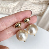 Pearl Hoop Earrings Women Fine Jewelry
