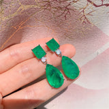 Paraiba Tourmaline Emerald Gemstone Drop Earrings for Women Cocktail Party