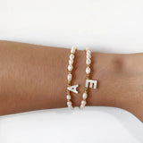 Customized Pearl Bracelet with Shell Letter - Unique Gift