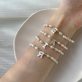 Customized Pearl Bracelet with Shell Letter - Unique Gift