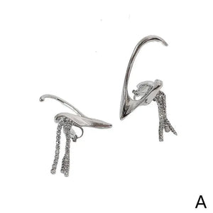 Punk Fairy Clip Earrings for Women Goth Irregular Metal Elf Ear Cuffs