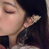 Punk Fairy Clip Earrings for Women Goth Irregular Metal Elf Ear Cuffs