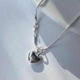 Heart Necklace 925 Silver 18in for Women Wedding Party Girls Gift