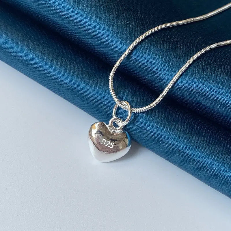 Heart Necklace 925 Silver 18in for Women Wedding Party Girls Gift