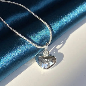 Heart Necklace 925 Silver 18in for Women Wedding Party Girls Gift