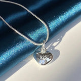 Heart Necklace 925 Silver 18in for Women Wedding Party Girls Gift