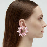 Rhinestone Flower Dangling Earring for Women Dinner Wedding
