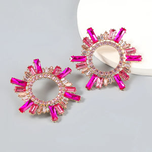 Rhinestone Flower Dangling Earring for Women Dinner Wedding